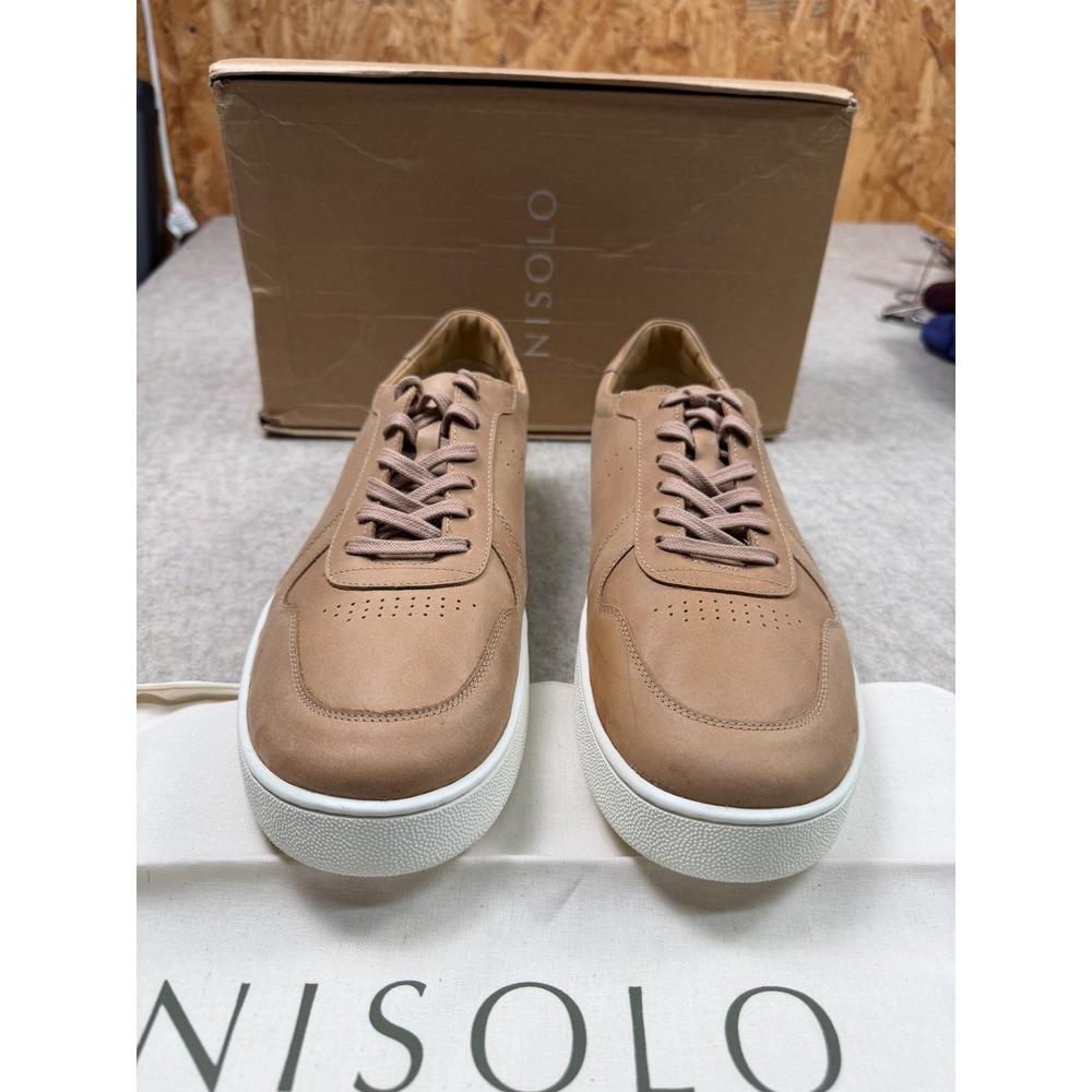 Nisolo Beto Go-To Court Sneaker Men 11 Almond Leather MF-4001-ALM-110 New W Box‎